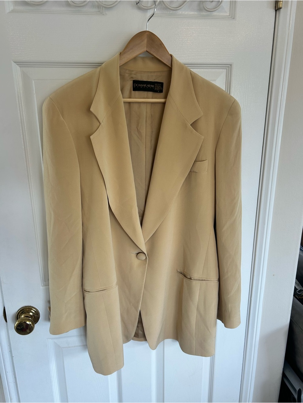 Donna Karan VINTAGE Beige Single-Button Blazer